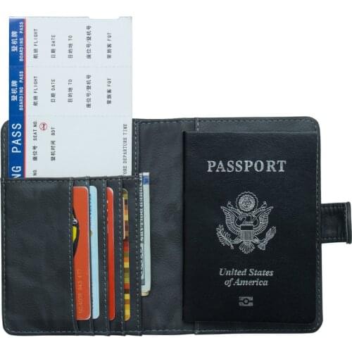 Pu The US RFID anti-magnetic straight card buckle passport holder multi-card ear passport passport magnetic buckle ticket holder
