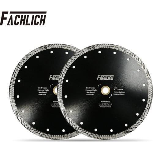 FACHLICH 2pcs Dia 9inch Mesh Turbo Diamond Rim Segment Cutting Disc Saw Blade for Marble Granite Stone Angle Grinder