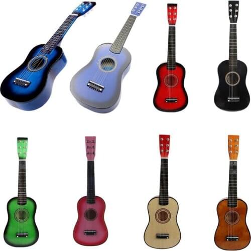 23inch Guitar Mini Guitar Bwood Kids Musical Toy Acoustic Stringed Instrument with Plectrum 1st String Black