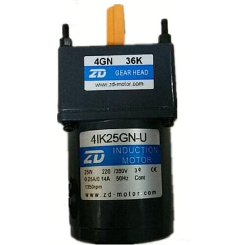 ZD Induction Motor 4IK25GN-U and Gear Head 4GN3-750K 4GN5K 4GN10K 4GN18K 4GN36K 25W three-phase six-wire 220V/380V gear motor