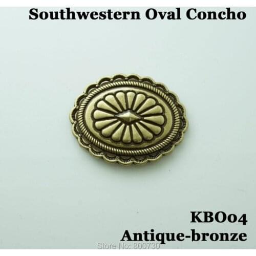KBO04) 10pc Southwestern Oval Concho Size 1-7/8" (4.8cm)*1.5''(3.8cm) Antique-bronze