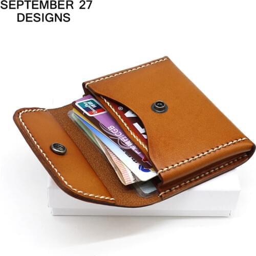 New Fashion Business Card Case Men Genuine Leather Luxury Handmade Coin Purses Women Wallets Pouch Vintage Credit Card Bag