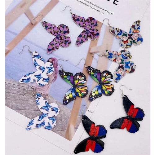 Beautiful Butterfly Drop Leather Hook Fashion Women Jewelry Dangle Gifts Earrings