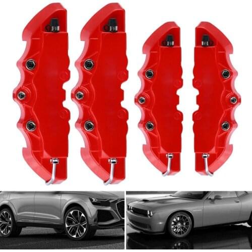 Brake Caliper Covers Front & Rear Accessories Set Auto Replacement Parts Brake Rear Wheel 4PCS 3D Red Car Universal Disc