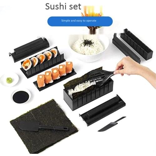 10 PCS Sushi Making Kit Sushi Set Rice Roll Maker DIY Sushi Mold with Different-Shaped Molds Fork Spatula Sushi Making Tool