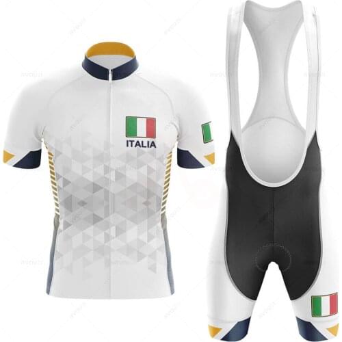 New Italy Men Summer Cycling Clothing Breathable Clothes Kit Short Sleeve Bib Shorts MTB Ropa Ciclismo Maillot Wear Bicycle Suit