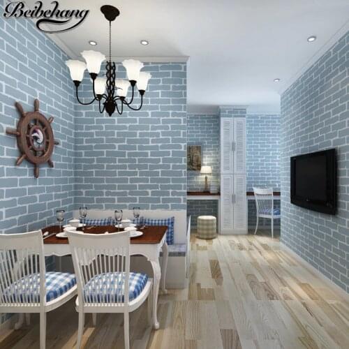 Beibehang Mediterranean style imitation brick wallpapers bedroom living room TV background nonwovens lifelike bricks wallpaper