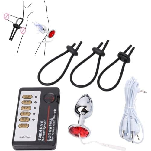 Electric Shock Kit Anal Butt Plug Electro Shock Penis Ring Electro Pulse Prostate Stimulator Medical Sex Toy for Men Masturbator