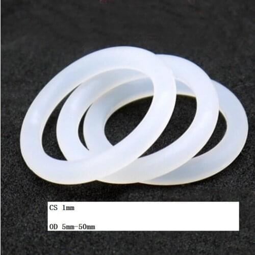 1mm Silicone O-Ring Food Grade Seal Washer White Rubber O Ring OD 5 mm - 50 mm