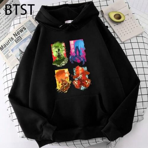 Men clothing oversize sweatshirt anime Demon Slayer Kimetsu No Yaiba print Funny unisex Hoodies Autumn Casual black streetwear