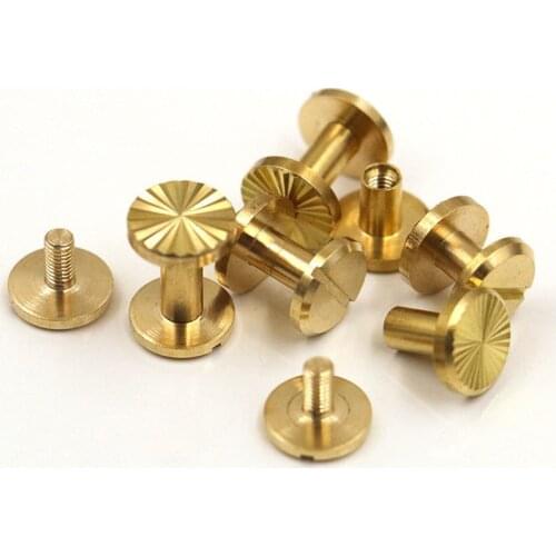 10pcs Solid Brass Binding Chicago Screws Nail Stud Rivets For Photo Album Leather Craft Studs Belt Wallet Fasteners 10mm Cap