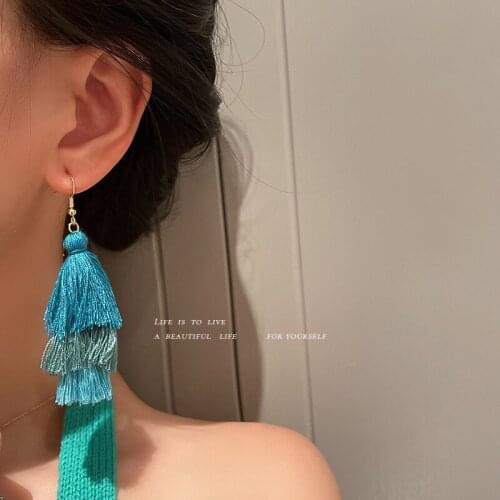 2021 Bohemia New Fashion Trend Gradient Multilayer Pendant Tassel Earring Woman Simple Fashion Ladies Banquet Jewelry Gift