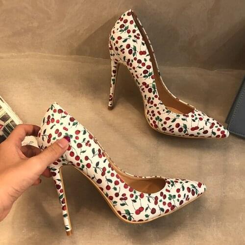 Free shipping fashion women Designer Brand New white printed point toe high heels pumps shoes Stiletto 33-43cm 12cm 10cm 8