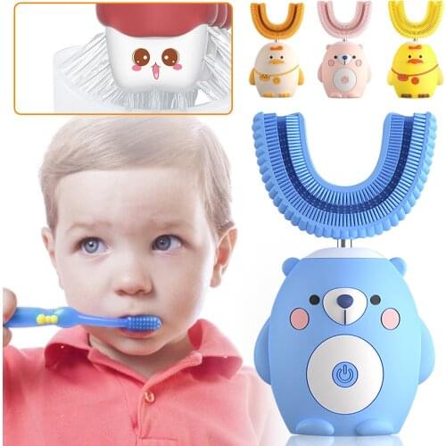 USB Charging Full Automatic Soft Electric Toothbrush Waterproof Sonic Teeth Brush U Shape Teeth Whitening Adult Children