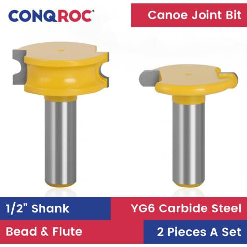 2 Pieces 1/2” 12.7mm Straight Shank Canoe Flute and Bead Router Bits Set Woodworking Milling Cutter