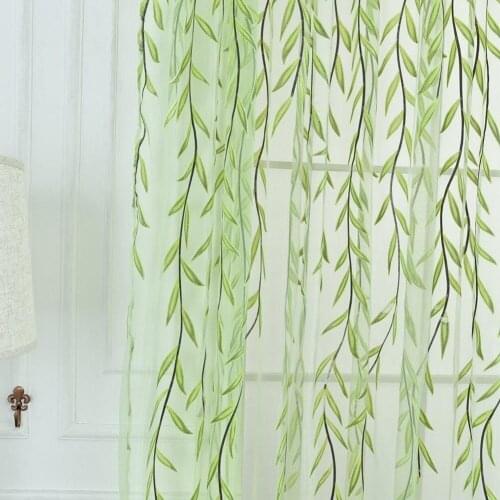 100x270cm, 100x200cm Willow Printed Tulle Voile Door Window Balcony Curtains for Bed Room Living Room Decor Curtain