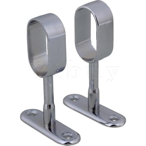 2x Zinc Alloy Chrome Plated 16mm Oval Closet Rod Support Hanging Flange