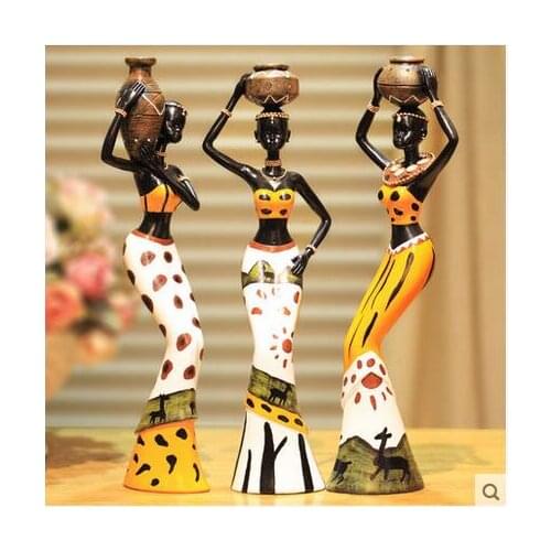 3PC Creative household adornment Decoration articles resin dolls African people home sitting room adornment is placed woman girl