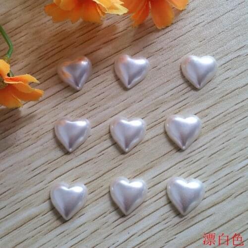 30PCS 15*15mm white Heart-shaped no holes pearl buttons as patches or flower centers decoration jewelry accessorie pearl button