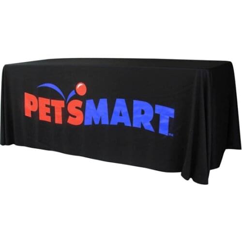 8' Custom Print Logo Table Skin, Full Side Table Throw, Table Cover for Trade Show, 4 Sides