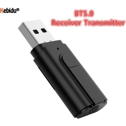 Kebidu Bluetooth Receiver Transmitter BT 5.0 with TF Card Solt 3.5mm Jack Wireless Stereo Audio Adapter For PC TV Car Speaker