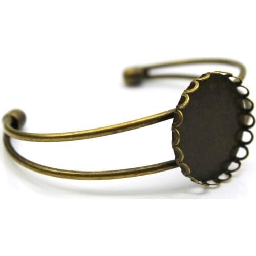1pcs 20mm 25mm Antique Bronze Plated Bangles Bracelet Blank Copper Base Round Glass Cabochon Tray Supplies for Jewelry