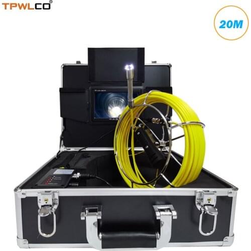 Diameter 17mm Len Pipe Inspection Video Camera 20m Cable 7" Color Screen Drain Sewer Industrial System With 4500mA Battery