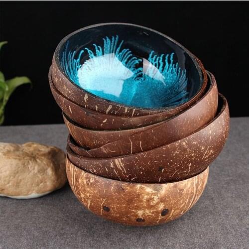 Natural Coconut Bowl Spoon Set Fruit Salad Noodle Rice Bowls Wooden Tableware Creative Coconut Shell Bowl Kitchen Set Tableware