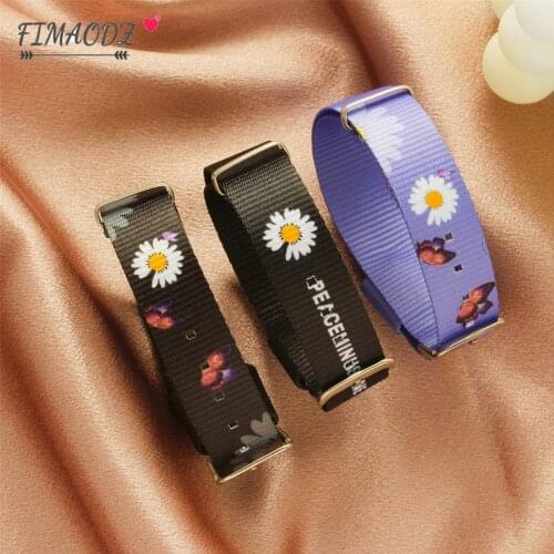 FIMAODZ Fashion Daisy Strap Bracelet for Girls Boys Couple Rainbow Wristband Flower Adjustable Charm Jewelry Valentines Day Gift