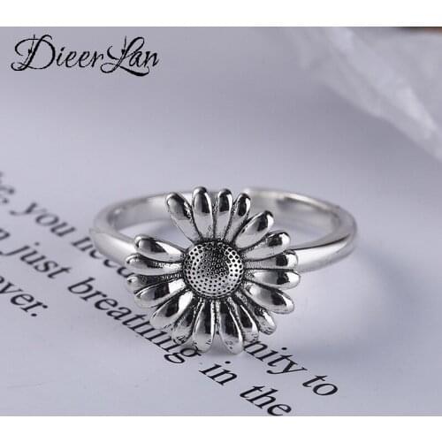 Hot Sale Charming Romantic Sunflower Rings for Women Men Jewelry Adjustable Size Rings Christmas Gift Dropship 2021