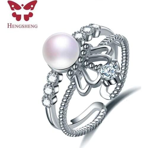 HENGSHENG Queen Pearl Rings, 2019 Fine Jewelry Adjustable Ring, 6-7mm AAAA Natural Freshwater Pearl Ring For Friend Gift