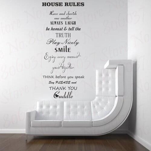 Art design home decoration cheap vinyl french quote rules words wall sticker removable house decor characters decals WL1061