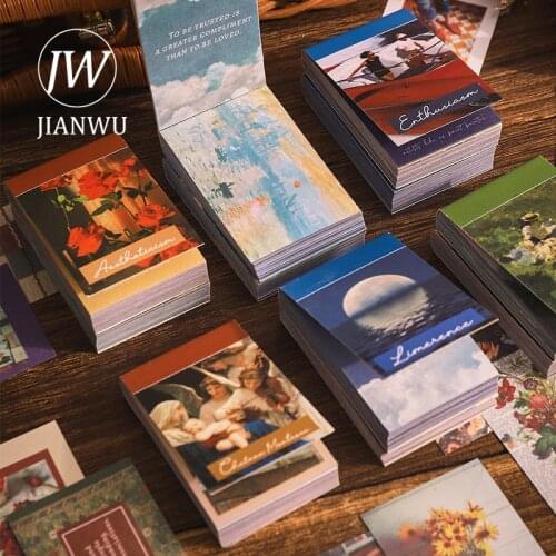 JIANWU 50 Pcs Art Retro Elements Stickers Book Scrapbooking Dec DIY Creativity Non-Repeating Bujo Journal Stickers Stationery