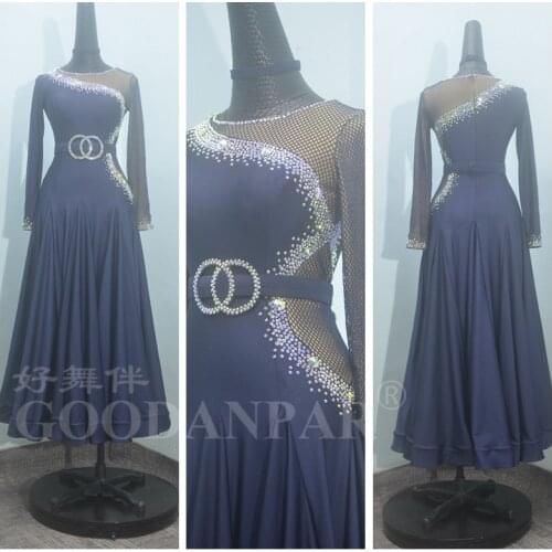 2020 ballroom waltz tango practice clothes New Fashion Women Sexy Built-in Bra cups Leotard purple black custom made Long sleeve