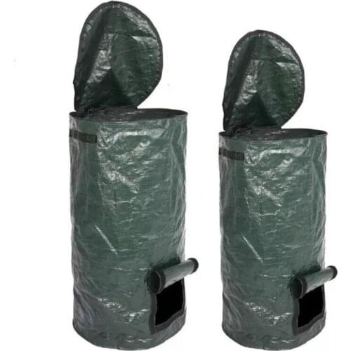 Reuseable large Garden Storage Bag Leaf collect Waste bins Yard Compost Bag Lid Composter for Fruit Kitchen Waste plastic