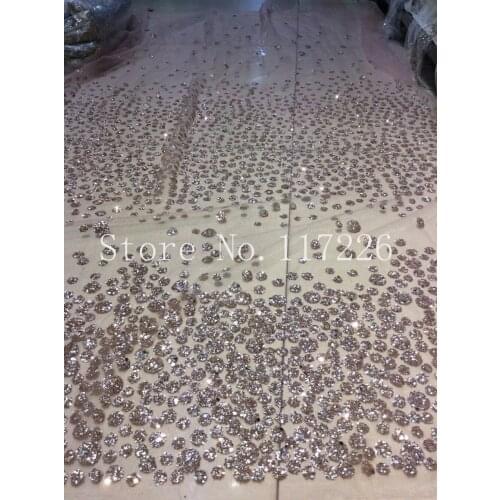 Fashion JRB-122822 french net fabric with glued glitter shinny sequins lace fabric for wedding dress