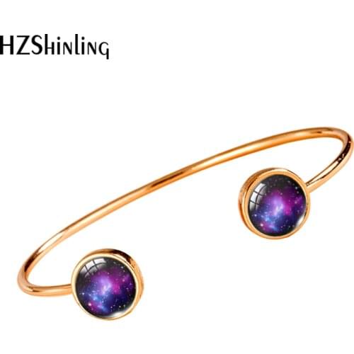 2021 New Orion Nebula Cuff Bangle Galaxy Round Glass Dome Jewelry Adjustable Bangles Handmade Gifts
