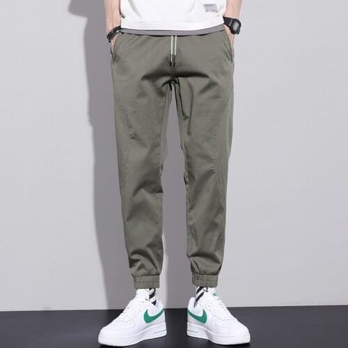 New Mens Casual Business Pant Slim Straight Trousers Badge Pockets Black Blue Khaki Plus Size 44 46 Fashion Male JS004