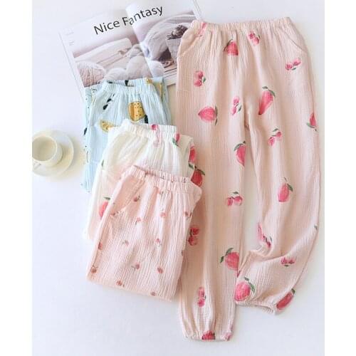 New Couple 100% Cotton Gauze Crepe Sleep Pants New Couple 100% Cotton Gauze Crepe Sleep Bottoms Pajama Shorts Womens Bottoms