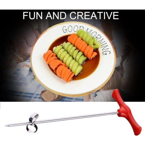 Practical New Creative Vegetable Fruit Spiral Twist Knife Stainless Steel Manual Spiral Carving Cutter Kitchen Tray Decoration V
