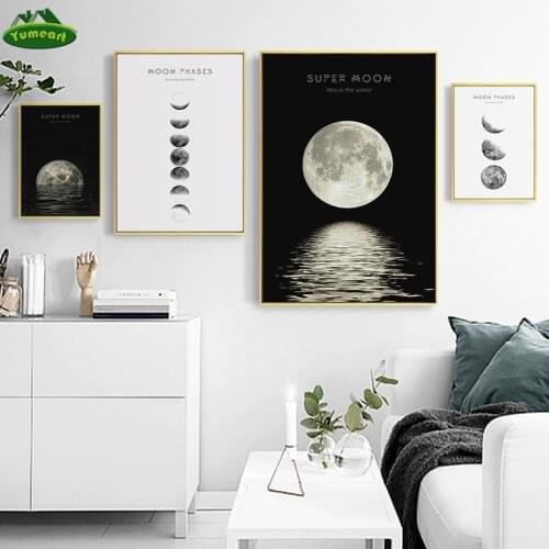 Nordic Moon Phase Canvas Posters and Prints Minimalist Luna Wall Art Abstract Painting Decoration Pictures Modern Home Decor