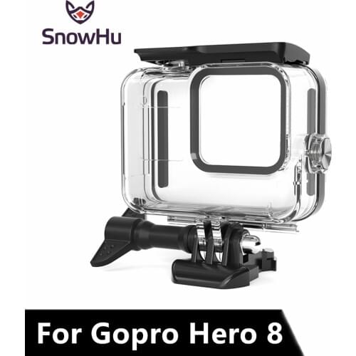 SnowHu 60m Underwater Waterproof Case for GoPro Hero 8 Protective Shell Cover Housing Black Camera 60M Diving Swimming GP801