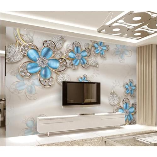 Custom Wallpaper 3D Soft Bag Pearl Diamond Flower Luxury Jewelry TV Wall Background Wall mural photo 3d wallpaper