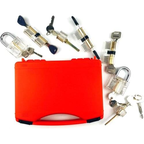 Professional Locksmith Tools Pick Kit 7pcs Transparent Locks with Red Box Tools Anti-theft Lock Tools