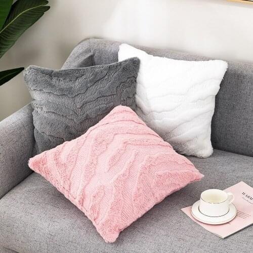 Mordern Fur Pillowcase Bedroom Living Room Geometry Cushion Cover Safa Decoration