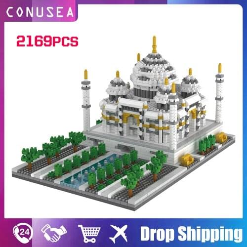 Building blocks architecture World Famous Building Model Toy City Brick Taj Mahal Eiffel Tower modular house Toys For Children