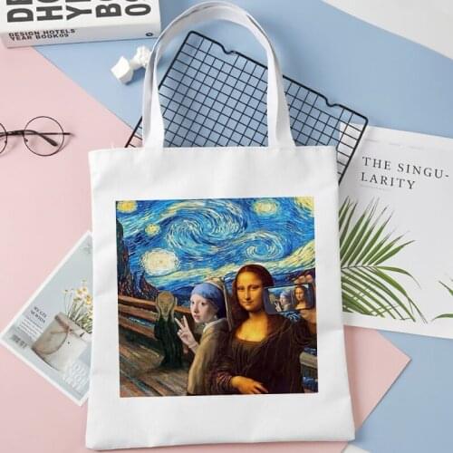 Van Gogh shopping bag handbag shopping recycle bag tote cotton bag bolsas ecologicas fabric boodschappentas reusable custom