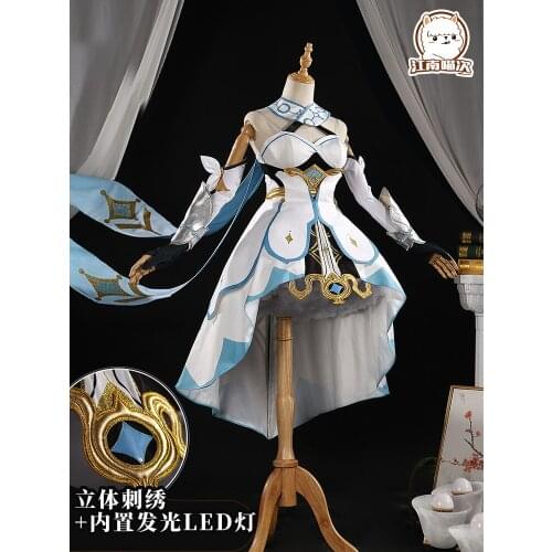 STOCK Game Genshin Impact Lumine Cospaly Costumes Amine Cosplay Womens Clothing Sizes XS-XL 2021 New