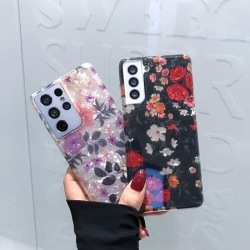 Vintage flower is suitable for Samsung s21 s20FE mobile phone case Note 20 Ultra A72A52A32A71A51A70A50S21Plus mobile phone bag