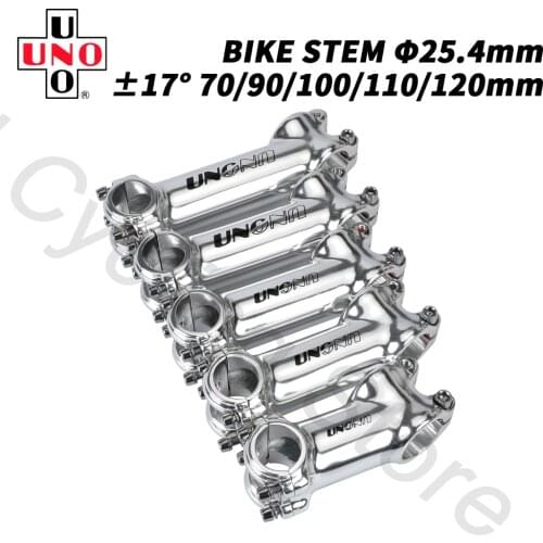 UNO Road Bike Stem 17 Degree Bicycle Handlebar Stem Silver Aluminum MTB Mountain Bike Stem Riser 70/80/90/100/110/120mm